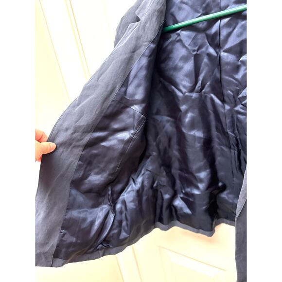 PURE Collection Blazer, Navy Blue Silk and Linen, 3/4 Sleeve, Women's Size 10 - Picture 4 of 6